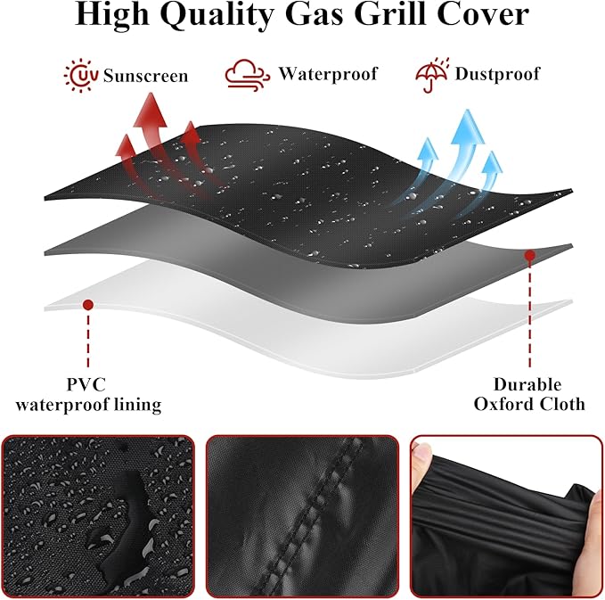 Gas Grill Cover for CharBroil 5+ Burner Gas Grill, Outdoor BBQ Cover Heavy Duty Waterproof Barbecue Grill Cover for Nexgrill - 72" L×24" W×42" H