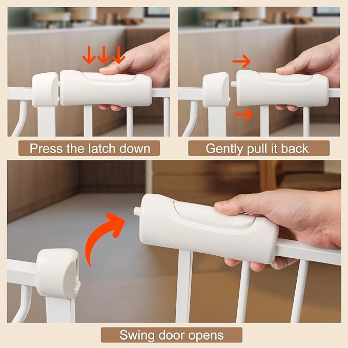 Extra Wide Baby Gate with Door Pressure Mounted 71.65-76.38 Inch,Child Baby Gates for Doorways No Drilling,Walk Through Dog Gate Indoor for The House Kitchen Stairs,White
