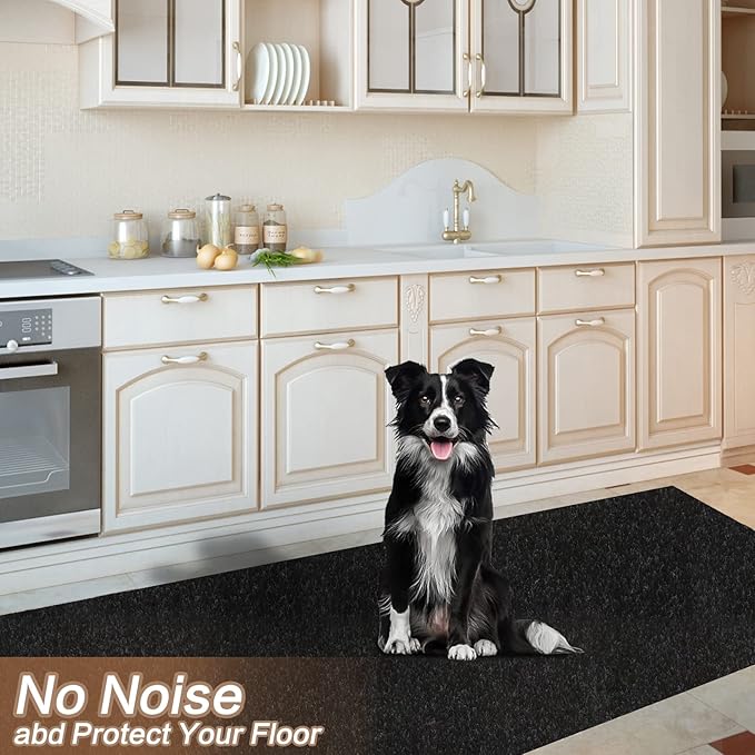 4' x 34' Runner Rugs with Rubber Backing, Indoor Outdoor Utility Carpet Runner Rugs, Black, Can Be Used as Aisle for The RV and Boat, Laundry Room and Balcony