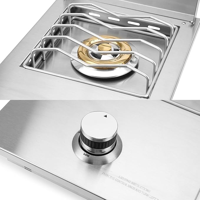 Stanbroil Built-in Stainless Steel Side Burner for Outdoor Kitchen - Natural Gas Only