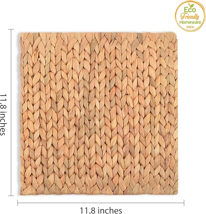 Boho Place Mats Set of 10, Square Table Mats Set of 10, Woven Placemats for Round Table, Chargers for Dinner Plates, Woven Chargers, Home Plate Mat, Outdoor Placemats, Manteles Individuales De Mesa