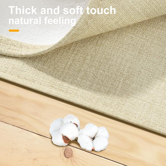 Farmhouse Table Runner, Thick & Waterproof, Beige (90'' x 14'', Fits 58''-74'' Tables)