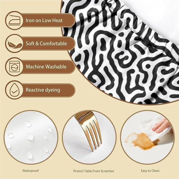 Rectangle Table Cloth Cover Waterproof Elastic Fitted Polyester Fitted Tablecloths for 6 Foot Tables for Indoor,Picnic, Camping, Outdoor （60" x 30"，Abstract Geometry）