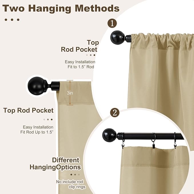 HolidayIdeas Rod Pocket Outdoor Patio Curtains Waterproof 8 Pcs 54x84 Inch- Protect Privacy & Weatherproof Balcony Outdoor Curtains for Apartments,Porch, Gazebo, Pergola, Sliding Glass Door, Cream