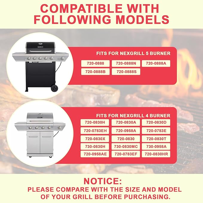 DcYourHome Replacement Parts Kit for Nexgrill 5 Burner 720-0888N 720-0888A 720-0888 Parts, Grill Grates Heat Plates for Nexgrill 4 Burner 720-0830H 720-0830A 730-0830H 720-0783E Replacement Parts