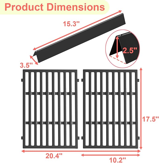 Spirit 200 Grill Grates 7635 Flavorizer Bars for Weber Spirit and GS4 Spirit II 200 Series Grills Spirit E210 S210 E215 E220 S215 S220, Spirit 2 E210 S210 Replacement Parts (Front Mount Controls) 7637