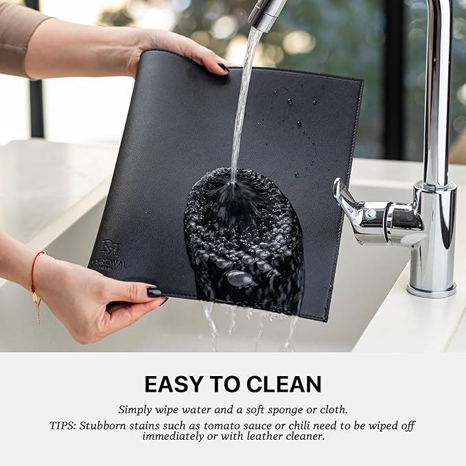 Faux Leather Placemats Set of 12 Vinyl Washable Wipeable Table Mats for Kitchen Dining Table Heat Resistant Waterproof Modern Indoor/Outdoor Placemats Non-Slip Easy Clean Place Mats (Black)