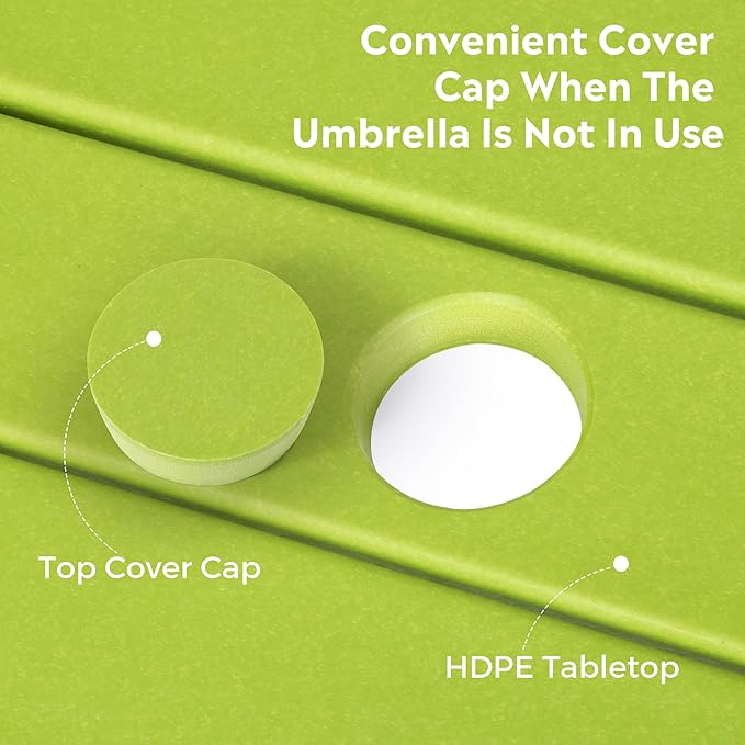 Costaelm Patio Bistro Table, 37" Counter Height Round Patio Cocktail Bar Table with Umbrella Hole, Outdoor Bistro Dining Pub Table for Front Porch Deck Backyard Garden, Lime