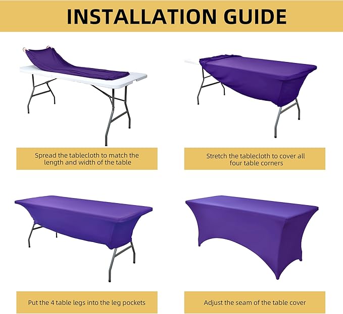 10-Pack 6ft Spandex Table Covers for Rectangle Standard Folding Tables - Wrinkle Resistant Stretch Tablecloths - Ultimate Fitted Table Protector for Parties, Banquet, Wedding