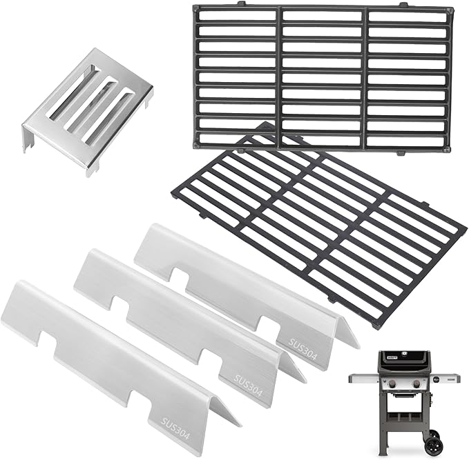 GS4 Spirit 2 Grill Parts for Weber Grill Parts Spirit II 200 SER, Replacement Parts for Weber GS4 Spirit 2 Flavorizer Bars/Flame Covers 7635 67045 68842, 67060 Heat Deflector & 7637 64815 Grill Grates