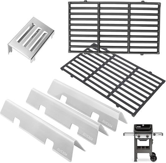 GS4 Spirit 2 Grill Parts for Weber Grill Parts Spirit II 200 SER, Replacement Parts for Weber GS4 Spirit 2 Flavorizer Bars/Flame Covers 7635 67045 68842, 67060 Heat Deflector & 7637 64815 Grill Grates