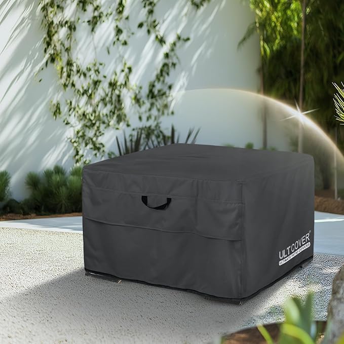 ULTCOVER Patio Fire Pit Table Cover Square 36 inch Outdoor Waterproof Fire Bowl Cover, Black
