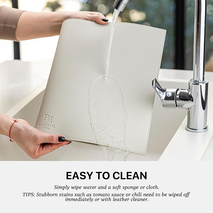 Faux Leather Placemats Set of 4 Vinyl Washable Wipeable Table Mats for Kitchen Dining Table Heat Resistant Waterproof Modern Indoor/Outdoor Placemats Non-Slip Easy Clean Place Mats-Cream White
