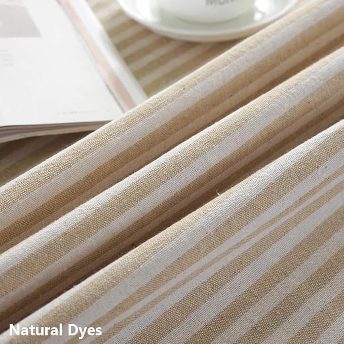 TruDelve 120 Inch Extra Long Tablecloth Beige Striped Tablecloths Washable Cloth Tablecloths for 8 Foot Rectangle Tables (Beige,120"x55",Rectangular)