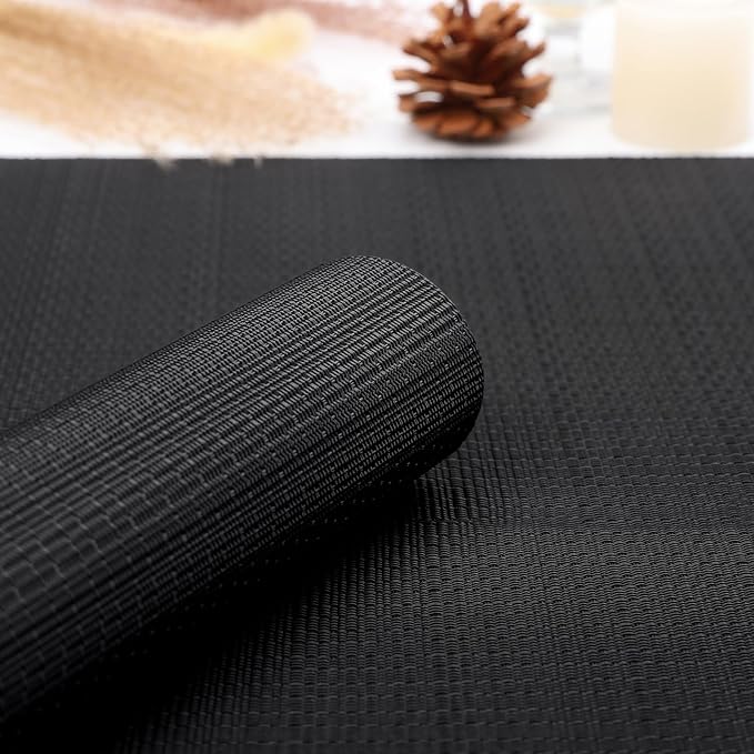 Myir JUN Table Runner, Vinyl Table Runner Indoor 72 Inch Long Arbitrarily Cropped Runner for Table Heatproof for Home Party (Black, 15 x 72 inch)