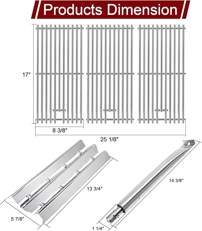 Hiorucet Grill Parts for Broil King 9468-54, 9468-57, 95693, 9864-54, 9864-57, 9868-54, 9868-57, 9868-74, Signet 320, Sovereign 20 70 90 90S, Grill Grates Heat Plates Burners for Broil King Gas Grill