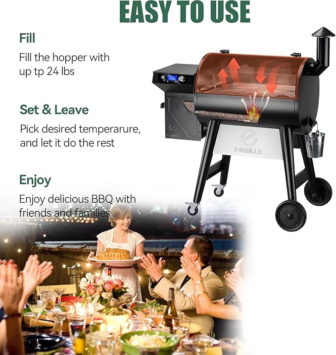 Z GRILLS Wood Pellet Grill & Smoker, 8-in-1 Outdoor BBQ Grill with PID 3.0 Controller, 697 sq in Cooking Area, 2 Meat Probes, LCD Screen, Rain Cover Included