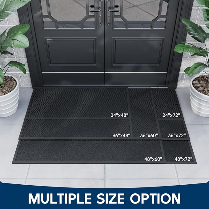 Front Door Mat Outside Entrance, 6' x 3' Heavy Duty Indoor Outdoor Door Mats for Entryway, Trap Dirt Outdoor Doormat Low Profile, Non Slip Welcome Mats for Front Door, Artificial Grass