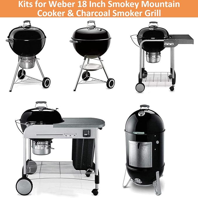 AJinTeby Heavy Duty Plated Steel Cooking Grate and Lower Grate, Charcoal Grate for Weber 18" Inch Smokey Mountain Cooker Charcoal Grill (7432+85042+63013)