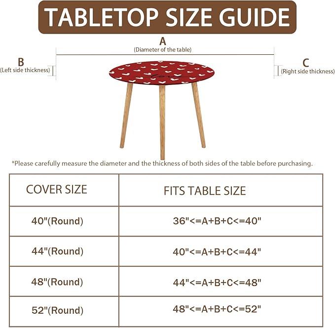 Valentines Day Round Fitted Tablecloth with Elastic Red White Love Heart Circle Table Cloth for 48-52" Round Tables Stretch Waterproof Washable Valentine Table Cover for Picnic Dining Party Decor