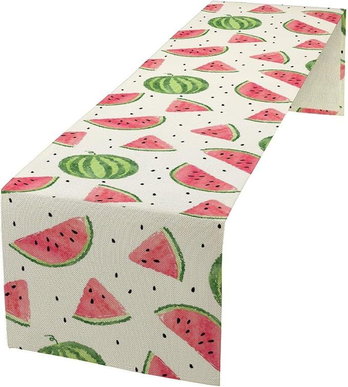 Watermelon Table Runner, Spring Summer Watermelon Theme Table Runner for Party Decoration Dining Room Holiday Home Kitchen 13x90in