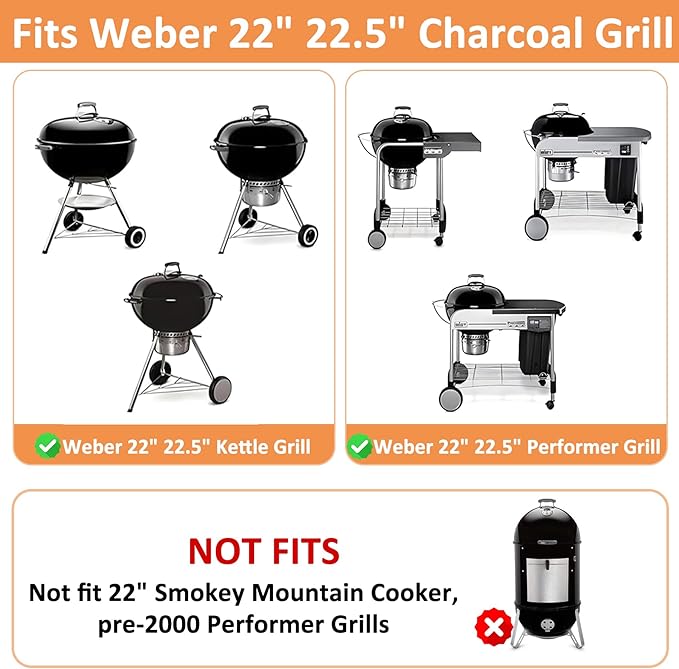 Grill Grates for Weber 22'' 22.5" Charcoal Grill, Cooking Grate Charcoal Grate for Weber 7436 7441 Kettle, Bar-B-Kettle, Master-Touch Grill, One-Touch Cleaning System Kit for We ber 7444