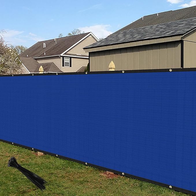 ECOOPTS 4'x58' Privacy Fence Screen Windscreen with Copper Grommets, Fit for Commercial Fence and Residential Garden Outdoor 90% UV Blockage, Cable Zip Ties Included (Blue)