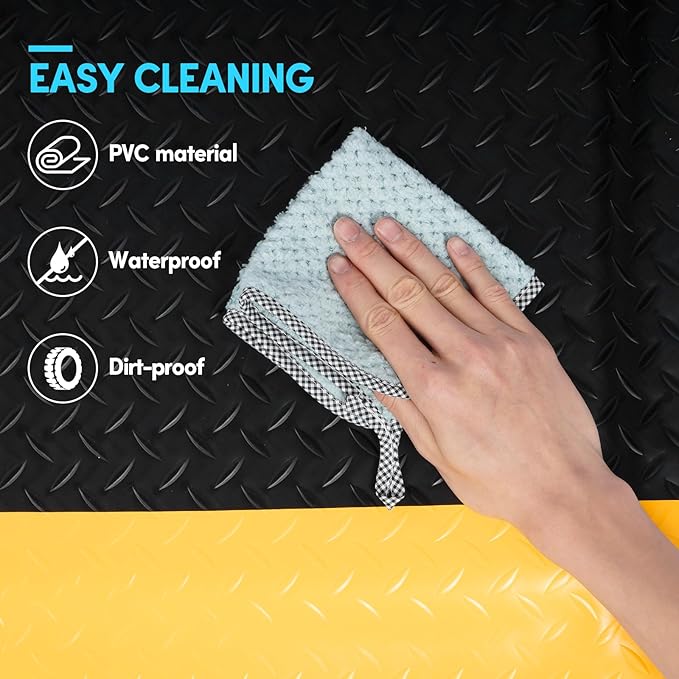 3 x 5 FT Anti Fatigue Mats Industrial 15/16 Inch Thick Soft Sponge Ergonomic Mat Durable Heavy Duty Diamond Plate Work Mat for Standing Non Slip Industrial Grade Floor Mat for Leg & Back Pain