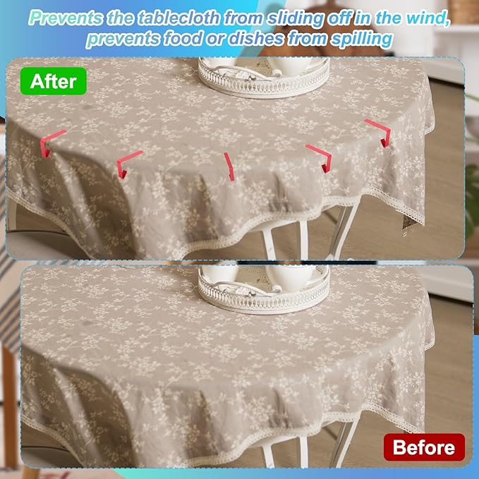 uxcell 8 Pack Tablecloth Clips, Stainless Steel Table Cloth Cover Clamps, 2.56" x 2.68" Windproof Holder Clips for Home Party Picnic Wedding Camping Dining Tables, Red
