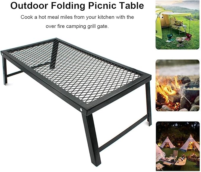Campfire Grill Grate,Heavy Duty Folding Kitchen | Camping Grate Over Fire,for Beach Yard Patio Balcony Camping Barbecue Picnic Gathering Party