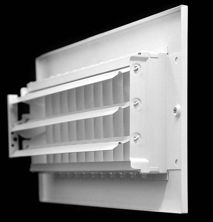 10"w X 8"h Adjustable AIR Supply Diffuser - HVAC Vent Cover Sidewall or Ceiling - Grille Register - High Airflow - White [Outer Dimensions: 11.75"w X 9.75"h]