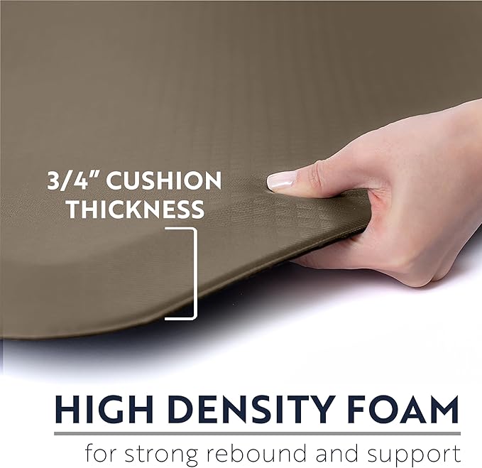 KANGAROO Thick Ergonomic Anti Fatigue Mats for Kitchen Floor, 70x24 Runner, Cushioned Standing Office Desk Mat, Waterproof Scratch Resistant Topside, Supportive All Day Comfort Padded Foam Rugs, Beige