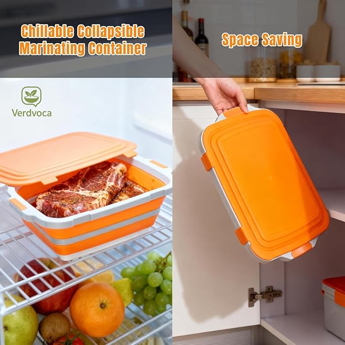 30L Orange & 16L Orange Collapsible BBQ Prep Tub