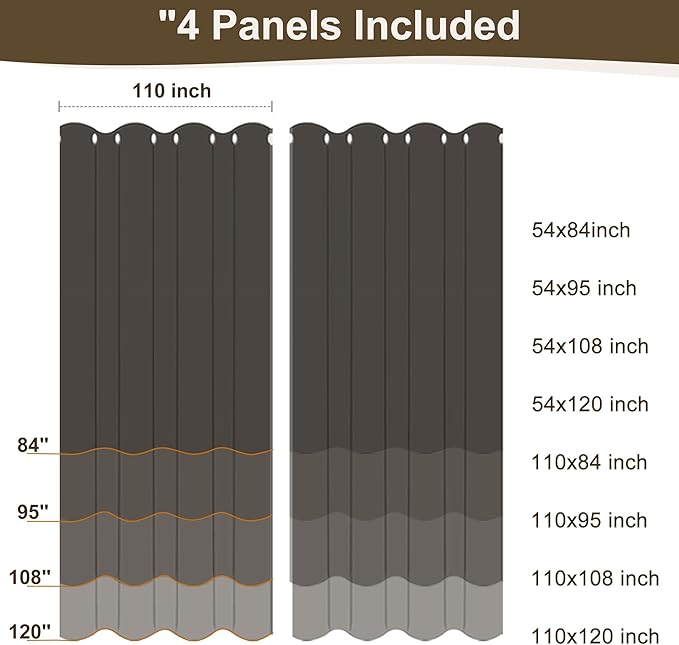 HolidayIdeas 4 Panels Linen Outdoor Curtains for Patio Waterproof White Curtain Panels 95 Inch Length-Wide Weatherproof, Privacy, Outside Curtains for Pergola, Porch, Gazebo-110 Wide x 95" Long