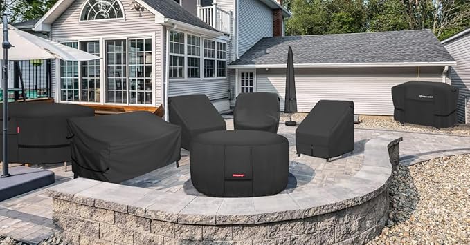 Porch Shield Fire Pit Cover - Waterproof 600D Heavy Duty Fade Resistant Round Patio Fire Bowl Cover Black - 32 inch