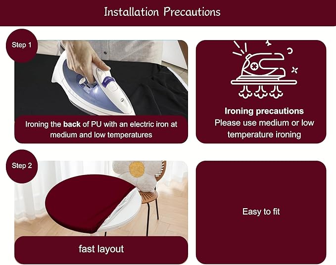 Round Fitted PU Tablecloth with High Elastic Edge 35 Inch Dia Waterproof Oil Proof Table Cloth Anti-Scald Stain-Resistant Wipeable Table Cover for Indoor Outdoor Picnic (Red,35" Dia)