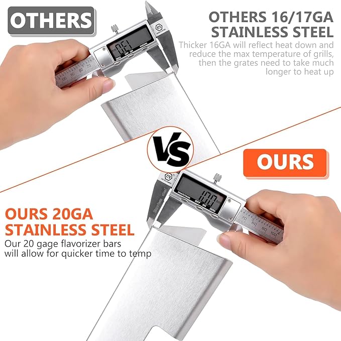 QuliMetal SUS304 15.3" Flavorizer Bars for Weber GS4 Spirit II 200, Spirit II E-210, Spirit E-210, Spirit 200 Series Grills with Front-Mounted Control, Replacements for Weber 7635 67045
