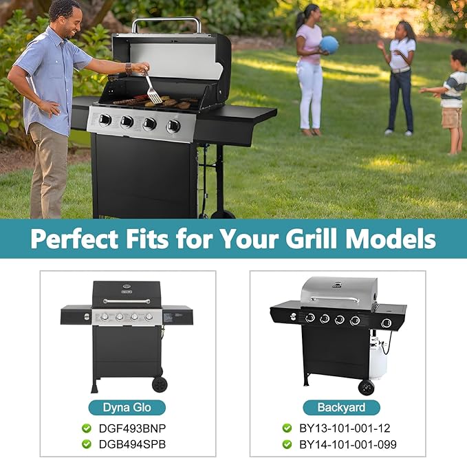 Criditpid Grill Replacement Parts for Dyna Glo DGF493BNP, DGB494SPB, Backyard Grills BY13-101-001-12, BY14-101-001-099 and Uniflame GBC1343WP-U. Grill Grates, Heat Plates for Dyna-Glo Grill Parts