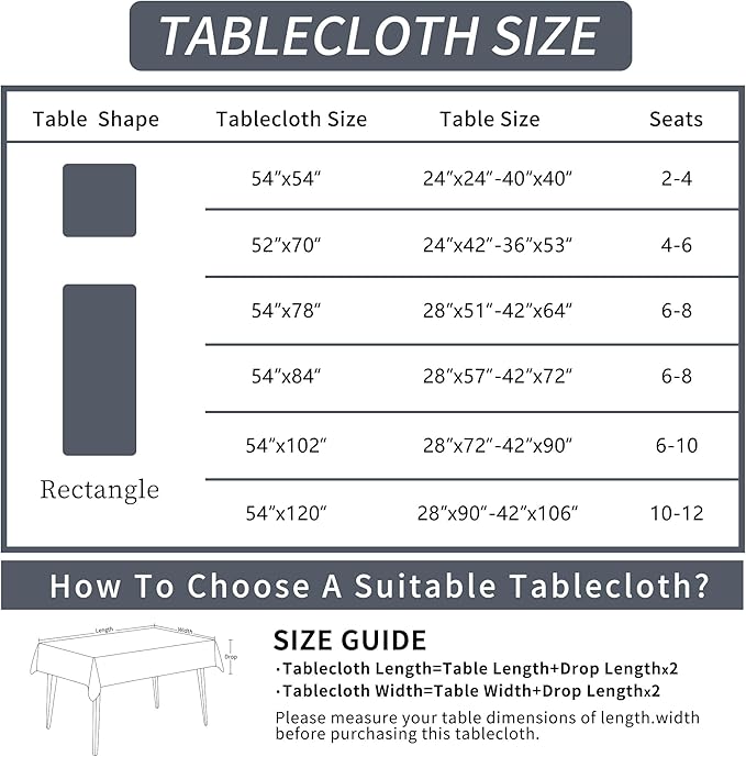 Rectangle Table Cloth,100% Waterproof Tablecloth Oil Proof Spill Proof Vinyl Table Cloth, Wipe Clean Plastic Table Cover for Dining, Camping, Indoor and Outdoor 54" x 102",Blue Checkered