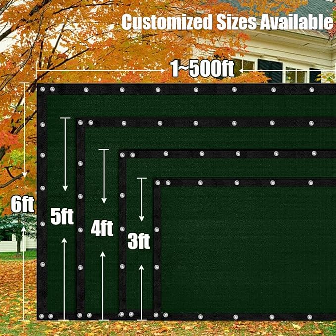 LITA 4' x 153' Garden Privacy Fence Screen Cover (HDPE) UV Protection Weather-Resistant Heavy Duty Shade Cover for Deck, Patio, Backyard, Outdoor Pool, Porch, Railing, Dark Green, Customizable