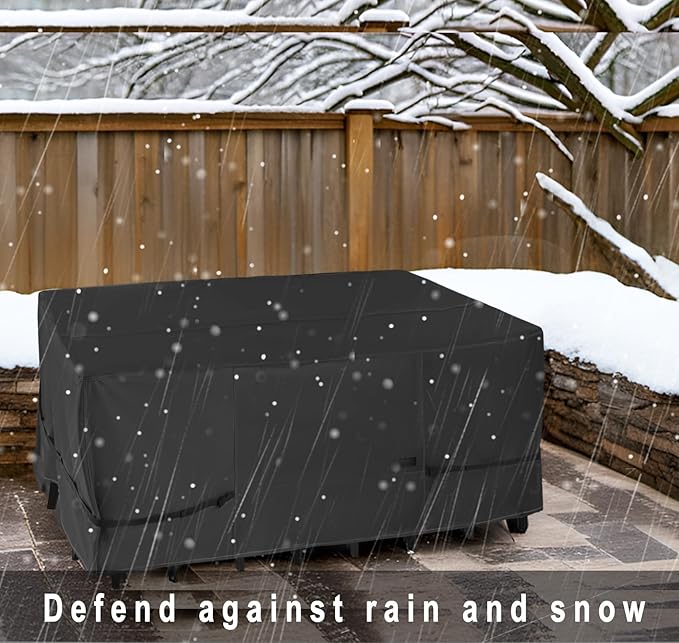 NettyPro Patio Table Cover Square 80 x 80 Inch, Waterproof Outdoor Furniture Dining Set Covers for Table and Chair, Black