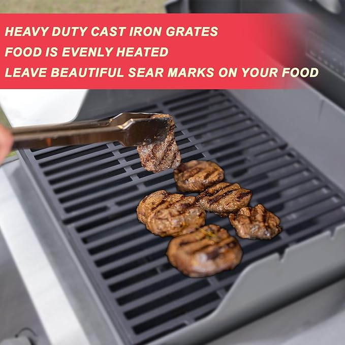 7637 17 Inch Grill Grates for Weber Spirit and GS4 Spirit II 200 Series Grills Parts Spirit E210 S210 E215 E220 S215 S220 Parts, Spirit 2 E210 S210 Replacement Parts, Cast Iron (Front Mount Controls)