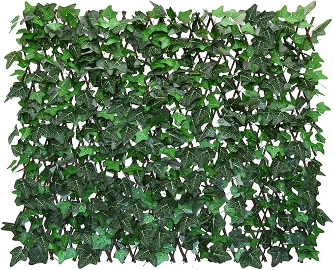 Expandable Fence Privacy Screen for Balcony Patio Outdoor,Decorative Faux Ivy Fencing Panel,Artificial Hedges (Single Sided Leaves) (2, Green-Ivy)