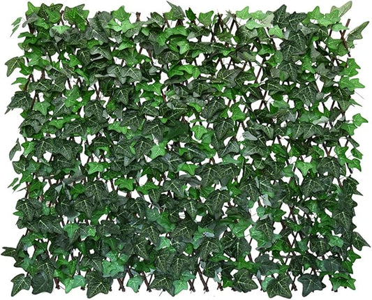 Expandable Fence Privacy Screen for Balcony Patio Outdoor,Decorative Faux Ivy Fencing Panel,Artificial Hedges (Single Sided Leaves) (4, Green-Ivy)