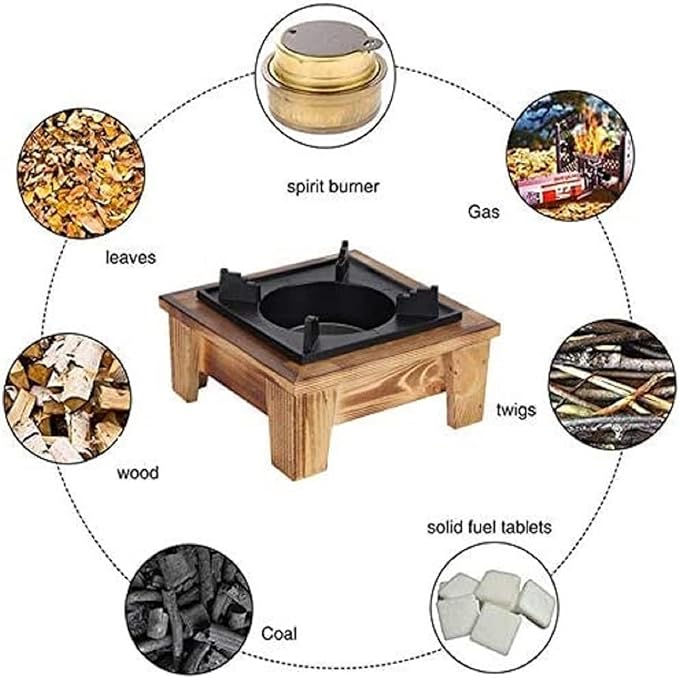 Jerliflyer Alcohol Wood Stove,Japanese Portable Stove Belly Stove for Outdoor Picnic for Soup Pot Roasting Pan Kettle