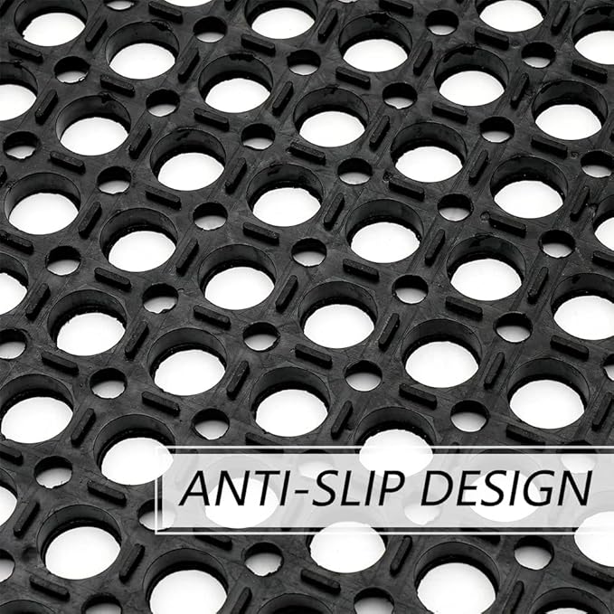 Anti-Fatigue Rubber Floor Mat - NANBOWANG Commercial Grade Grease Resistant Non-Slip Recycle Tyre Floor Mats for Restaurant Kitchen Bar Garden Outdoor Wet Area (20"X30")