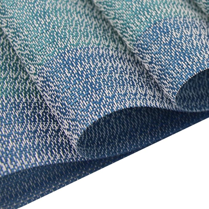 Vinyl Placemats,Washable Table Mats Easy to Clean Woven Placemats for Dining Table Set of 4(Blue)