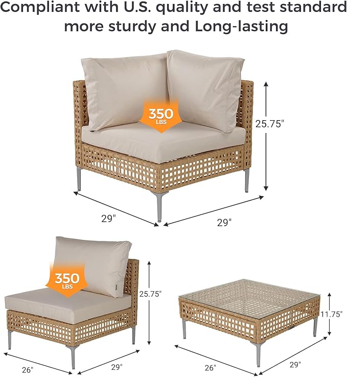 Grand patio 9-Piece Wicker Patio Furniture Set with Lift Top Coffee Storage Table, Outdoor Conversation Set Sectional Sofa with Water Resistant Thick Cushions, Cream