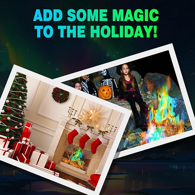 Color Flame Crystals for Fire Pits & Campfires - Fire Color Changing Packets for Outdoor Fireplaces, Bonfire, Wood Fire Pits - Creates Vibrant Magical Blue, Green, Purple Flames