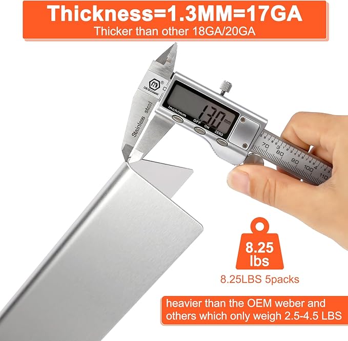 QuliMetal 7537/65903 22.5" Flavor Bars for Weber Spirit 300 Series(with Side Burner Knobs), Spirit E310, E320, Spirit 700, Genesis Silver Gold Platinum B/C, Weber 900, Heat Plates for Weber 7536